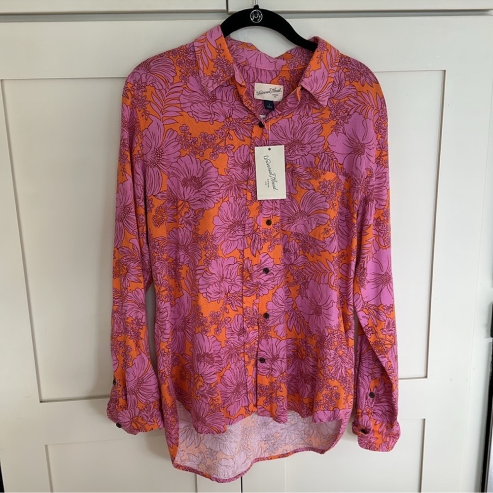 Universal Thread Long Sleeve Floral Pattern Butto… - image 3
